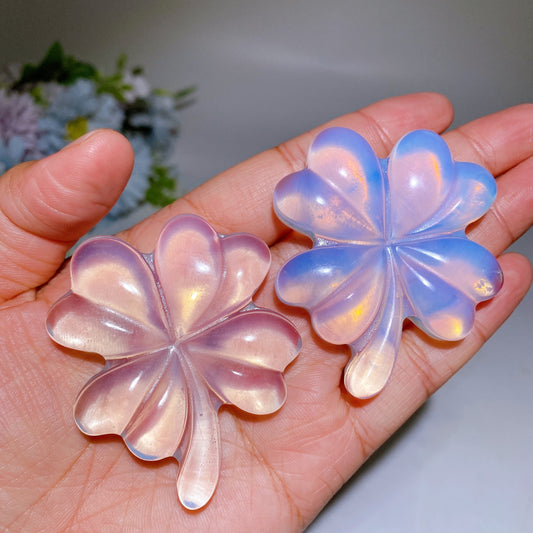 2.4" Opalite Four Leaf Clover Carving Crystal Healing Bulk Wholesale