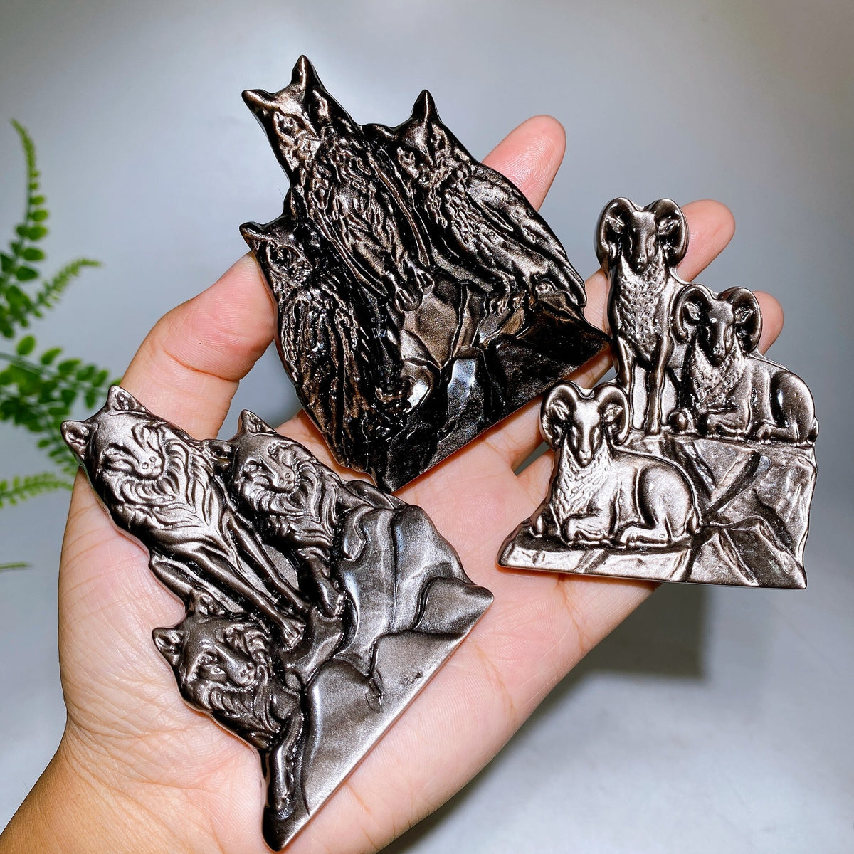 3.1"-3.3" Silver Obsidian Slab Carving Wholesale New Arrival