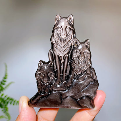3.1"-3.3" Silver Obsidian Slab Carving Wholesale New Arrival