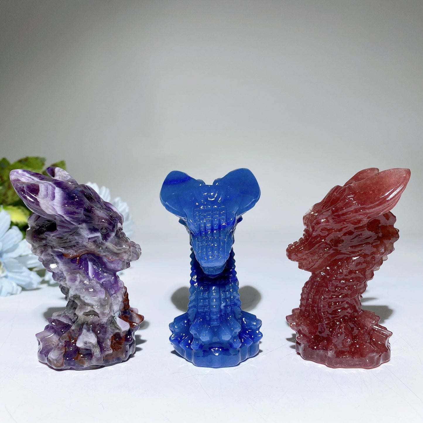 3.2" Crystal Dragon Head Carvings Crystal Healing Bulk Wholesale