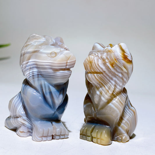 2.1” Banded Agate Lion Carving Crystal Healing Bulk Wholesale
