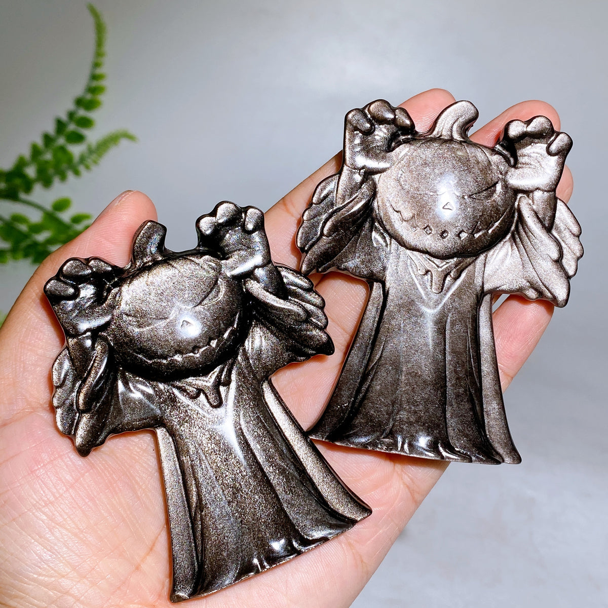 3.1"-3.3" Silver Obsidian Slab Carving Wholesale New Arrival