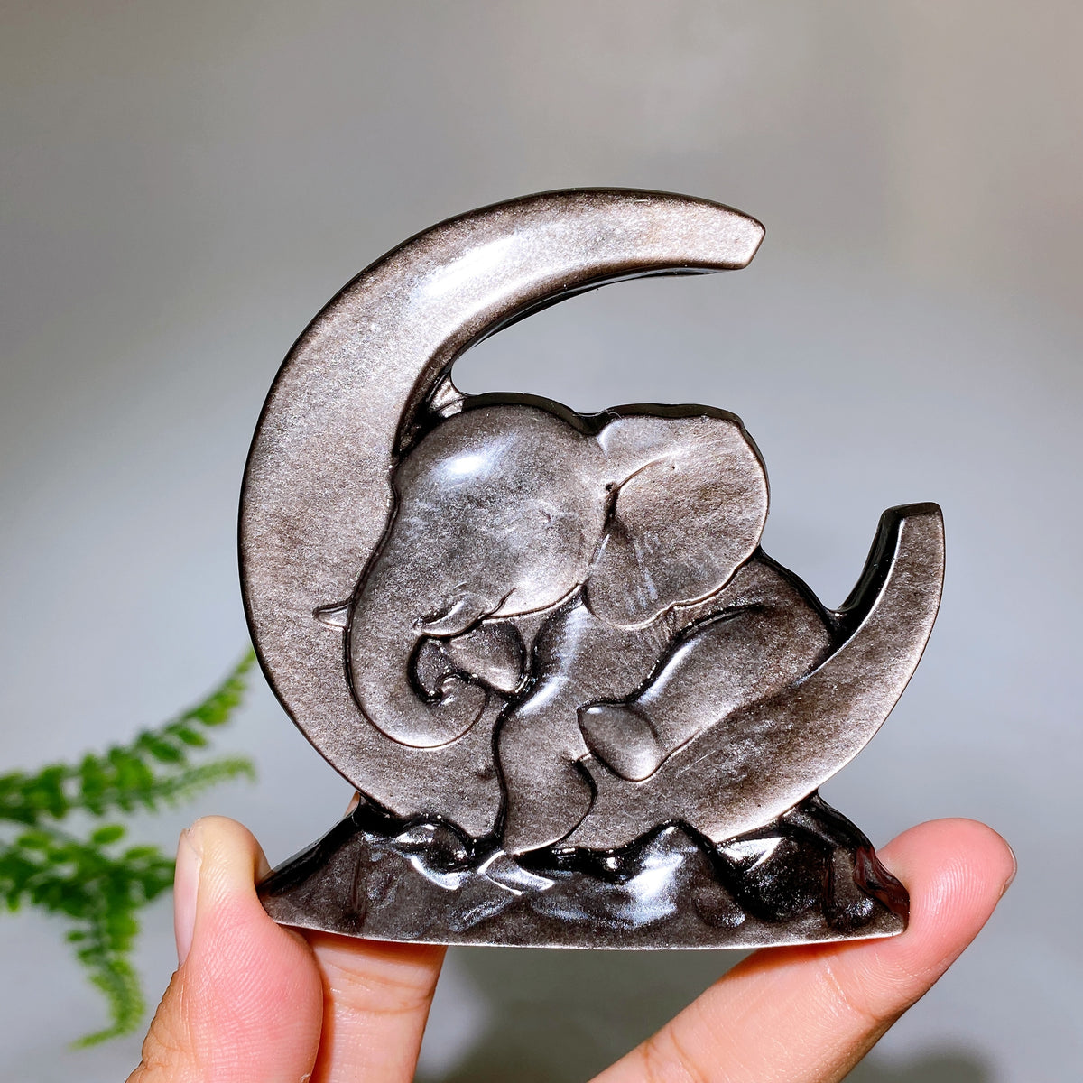 3.1"-3.3" Silver Obsidian Slab Carving Wholesale New Arrival