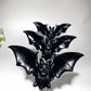 4.8" Black Obsidian Yooperlite Bat Carving with Stand for Halloween Bulk Wholesale