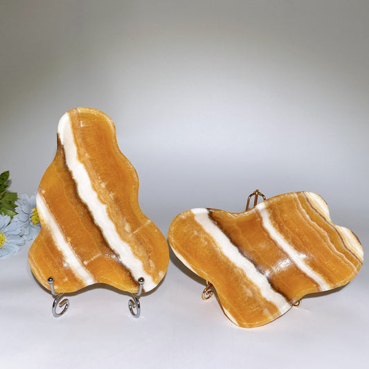 5.5"-7.5" Banded Orange Calcite Irregular Bowl Carvings Crystal Healing Bulk Wholesale