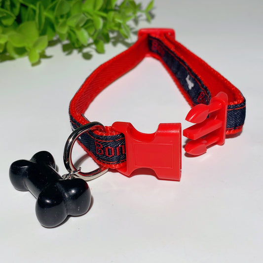 Multicolor Adjustable Pet Collar for Dog with Crystal Bone or Paw Decor Crystal Healing Bulk Wholesale