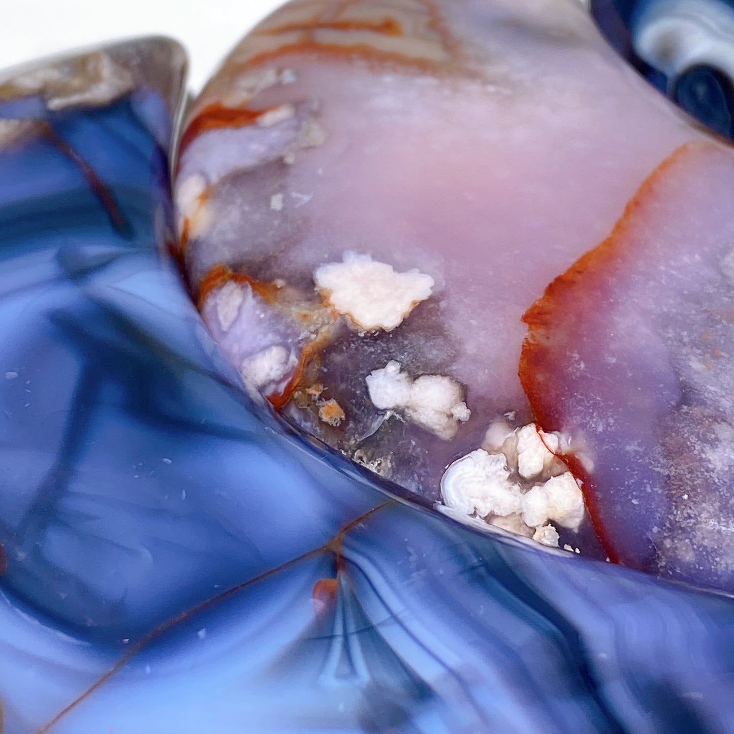 3.3"-4.5" Blue Flower Agate Moon Carvings Crystal Healing Bulk Wholesale