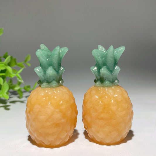 2.7” Orange Calcite Green Aventurine Pinapple Carvings Bulki Wholesale