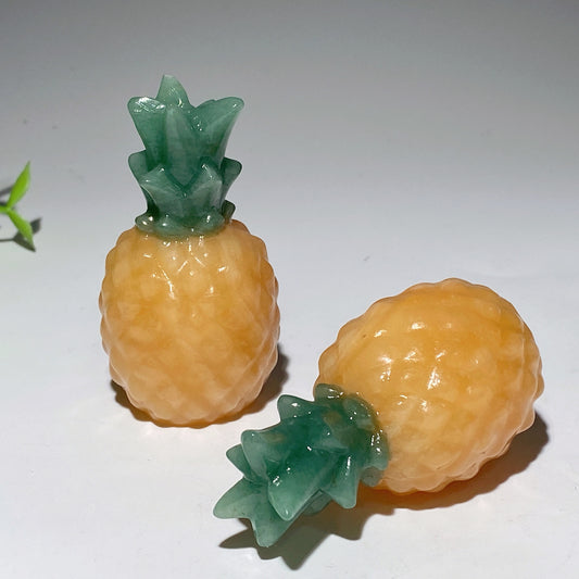 2.7” Orange Calcite Green Aventurine Pinapple Carvings Bulki Wholesale