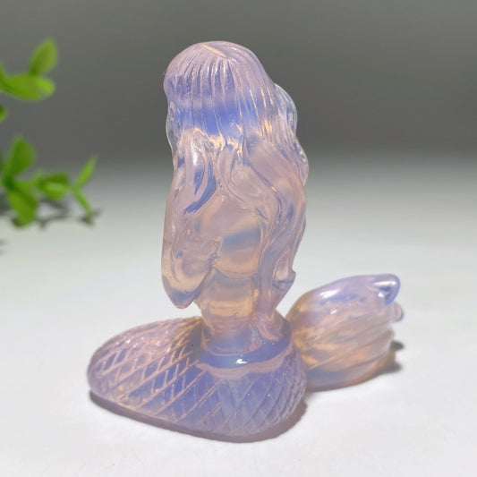 2.5" Pink Opalite Mermaid Carvings Crystal Healing Bulk Wholesale