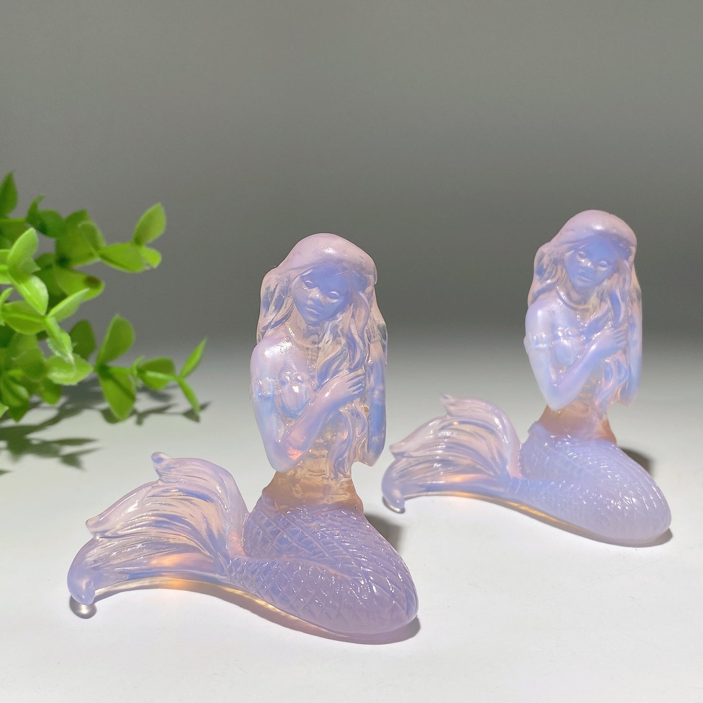 2.5" Pink Opalite Mermaid Carvings Crystal Healing Bulk Wholesale