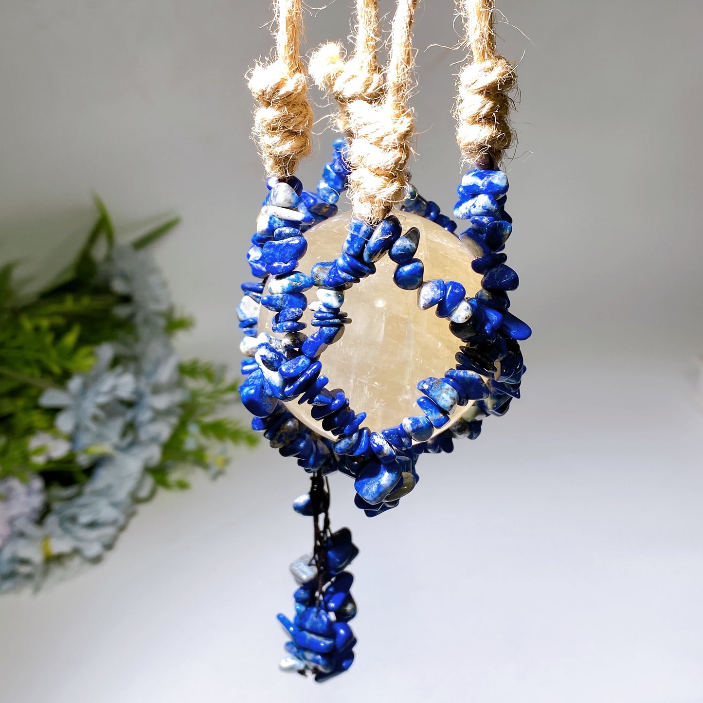 45cm Crystal Chips Web with Rope Hanging Ornament Crystal Healing Bulk Wholesale