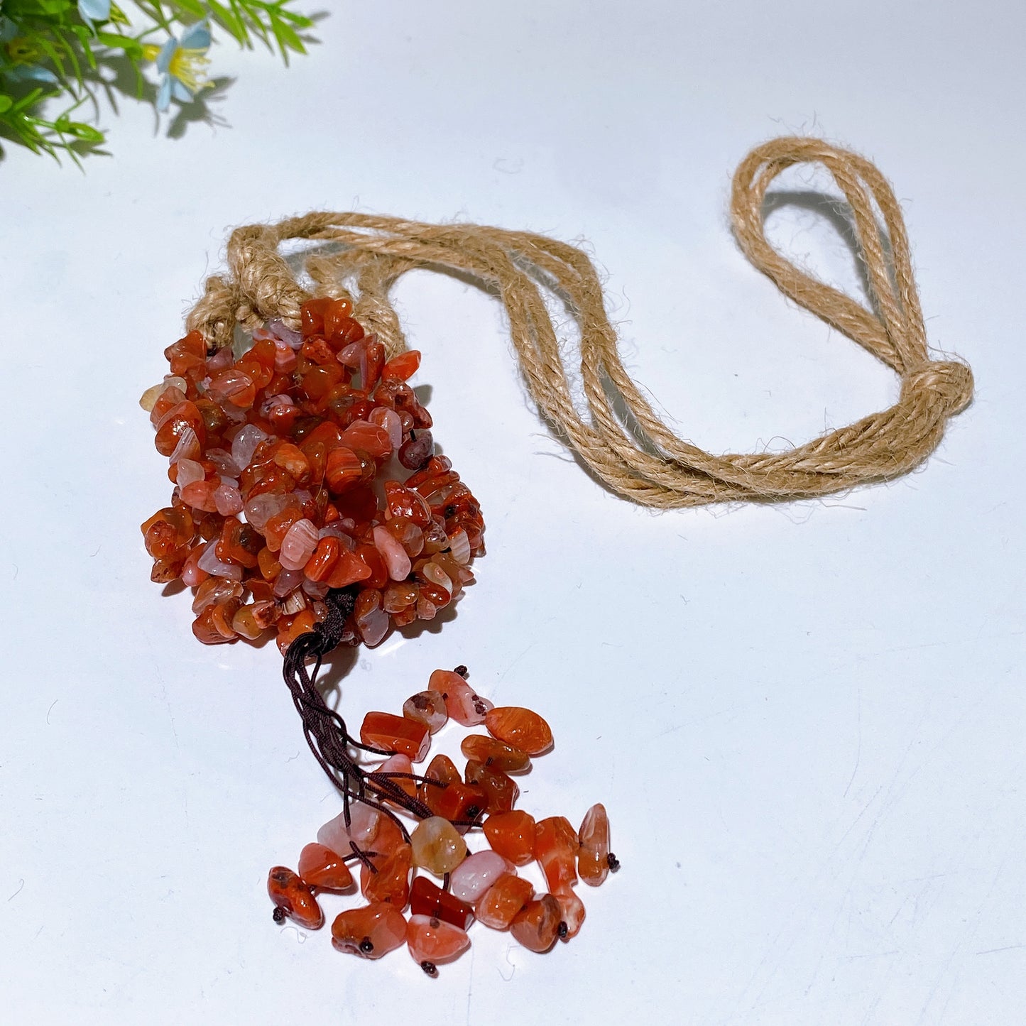 45cm Crystal Chips Web with Rope Hanging Ornament Crystal Healing Bulk Wholesale