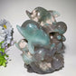6.6" Large Unique Natural Green Flower Dolphins Carvings Crystal Healing
