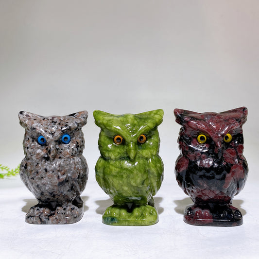 3.1" Natural Crystal Owl Carving Wholesale New Arrival