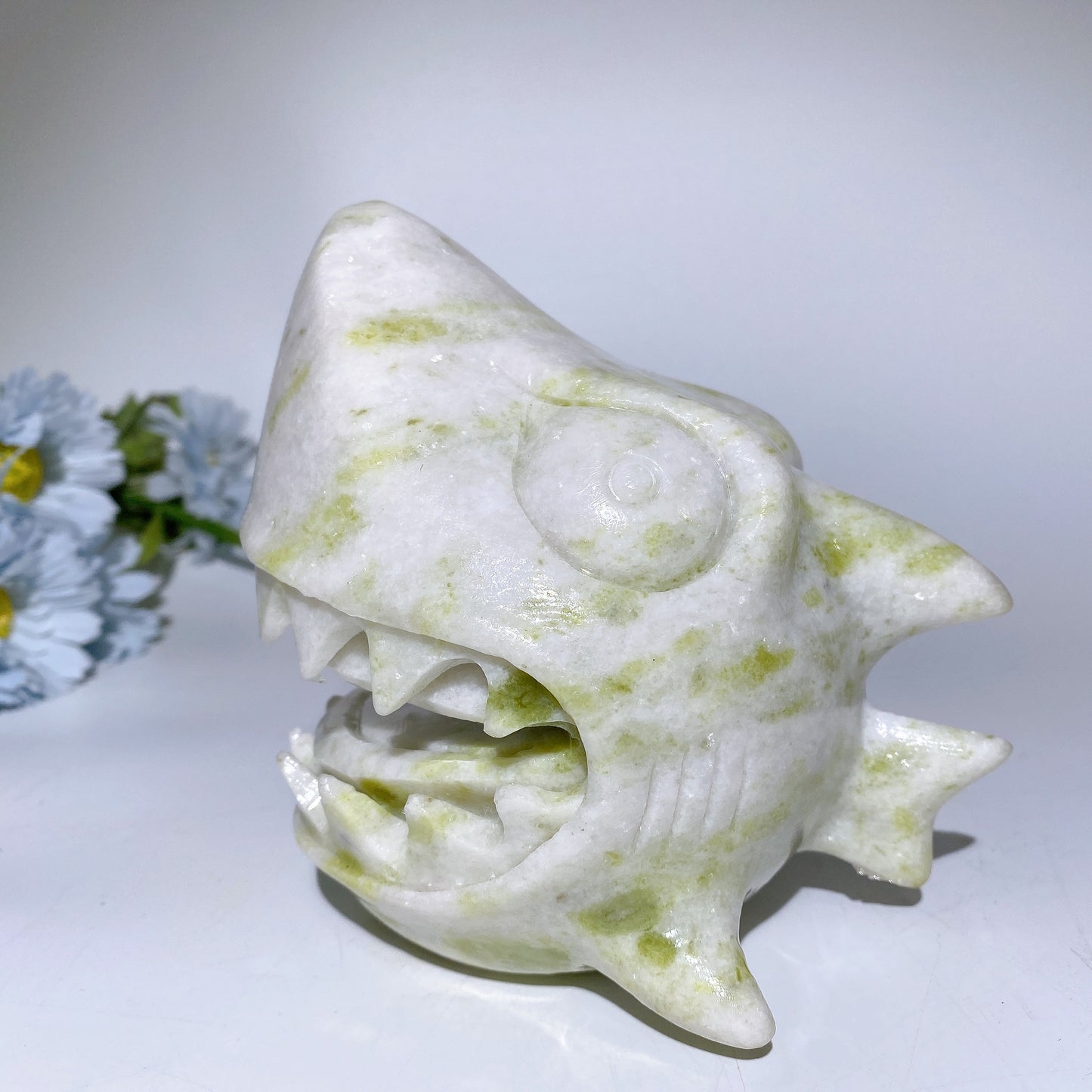 5.2" Jade Picasso Stone Shark Head Carvings Bulk Wholesale