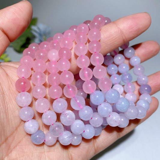 8-16mm Rose Quartz Jadeite Blue Flower Agate Bracelet Crystal Healing Bulk Wholesale