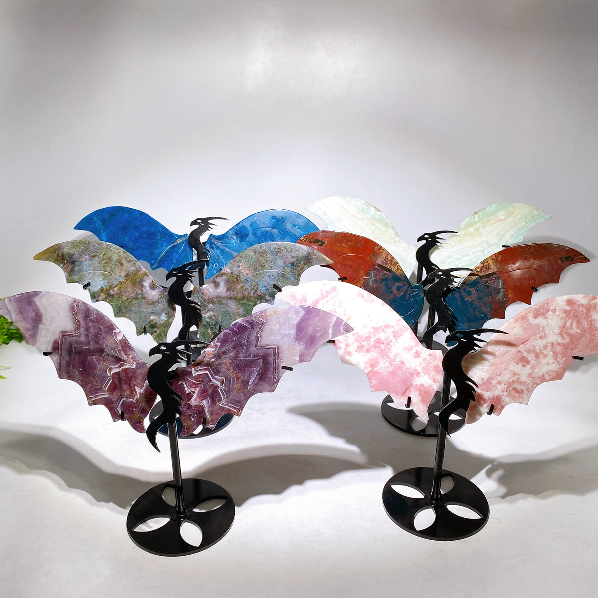 Natural Crystal Dragon Wings Carving with Stand Wholesale New Arrival