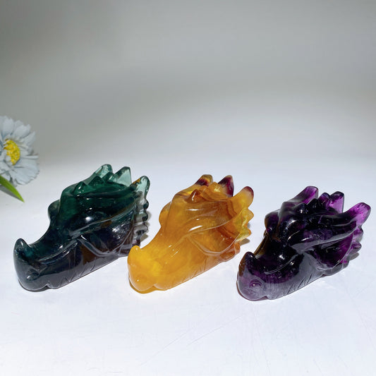 3.6" Fluorite Dragon Head Carvings Bulk Wholesale