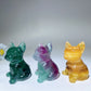 3.6" Green Purple Yellow Fluorite Dog Carvings Bulk Wholesale