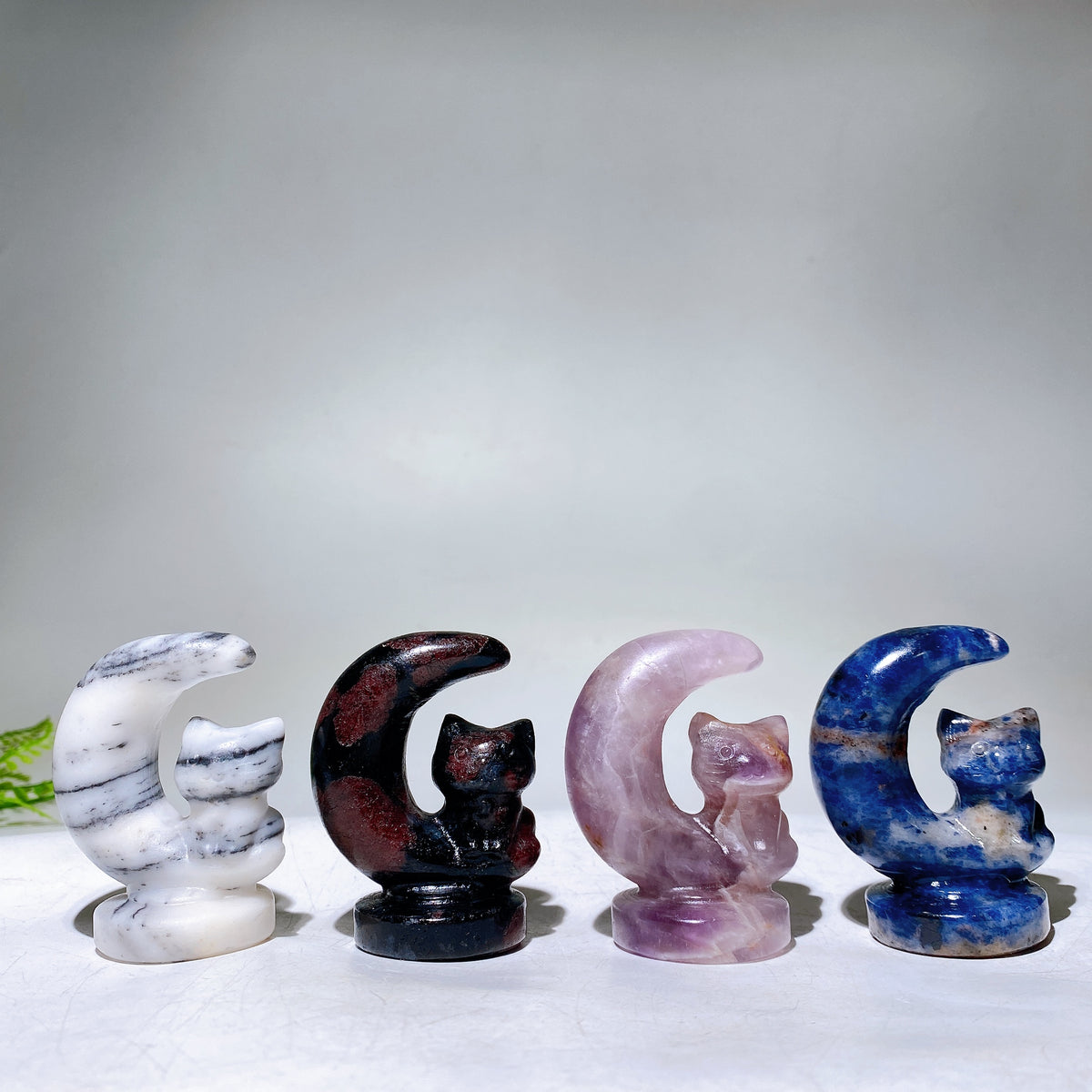 2.3" Natural Crystal Cat on Moon Carving Wholesale New Arrival