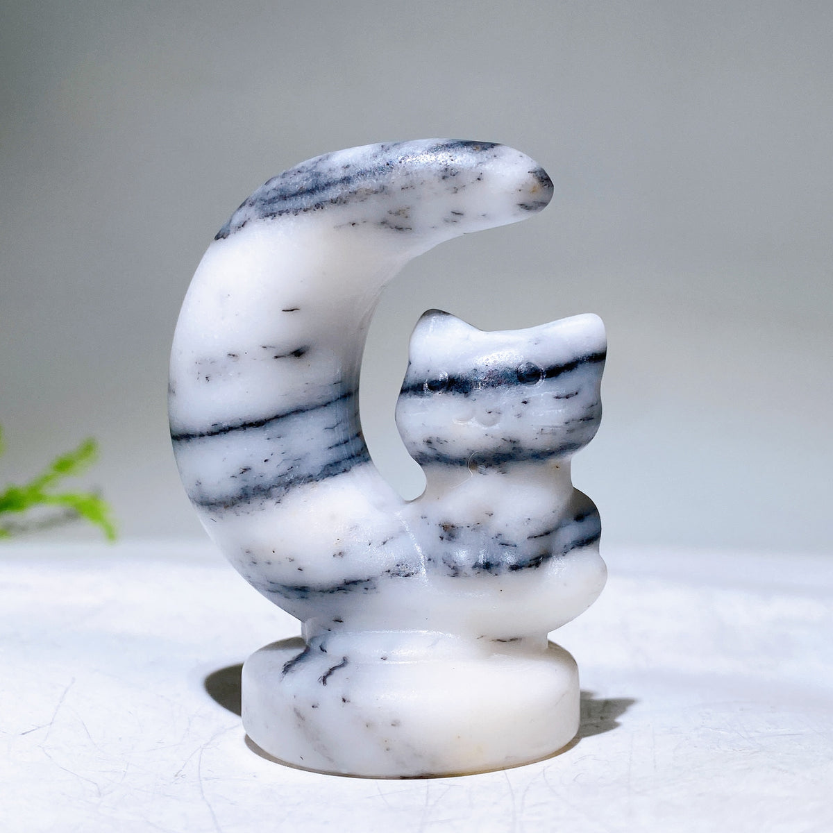 2.3" Natural Crystal Cat on Moon Carving Wholesale New Arrival