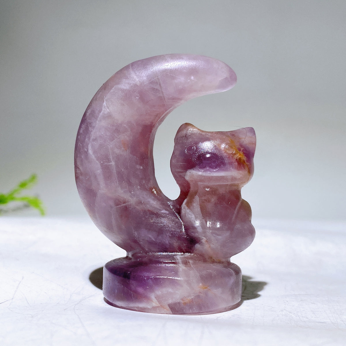 2.3" Natural Crystal Cat on Moon Carving Wholesale New Arrival