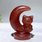 2.3" Natural Crystal Cat on Moon Carving Wholesale New Arrival
