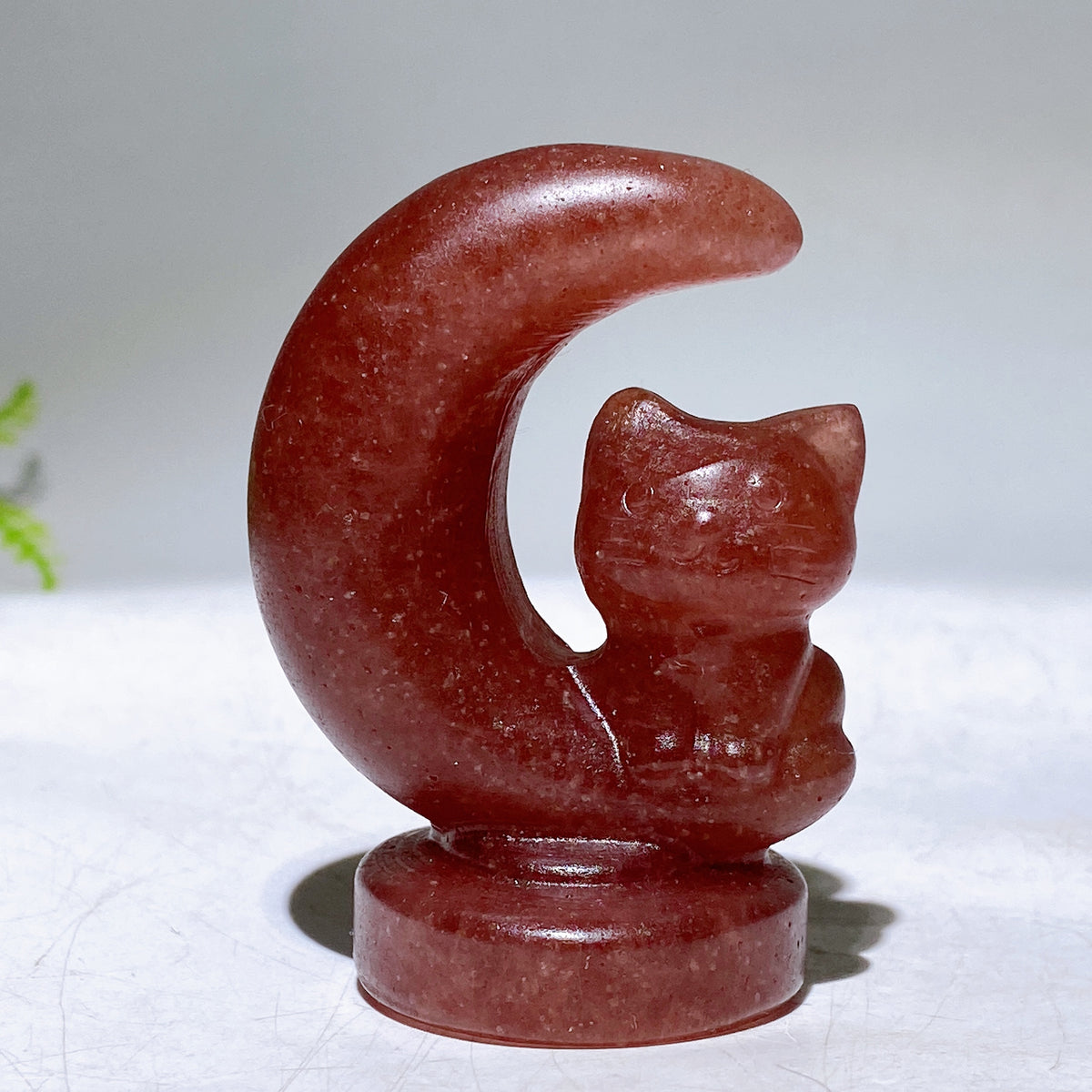 2.3" Natural Crystal Cat on Moon Carving Wholesale New Arrival