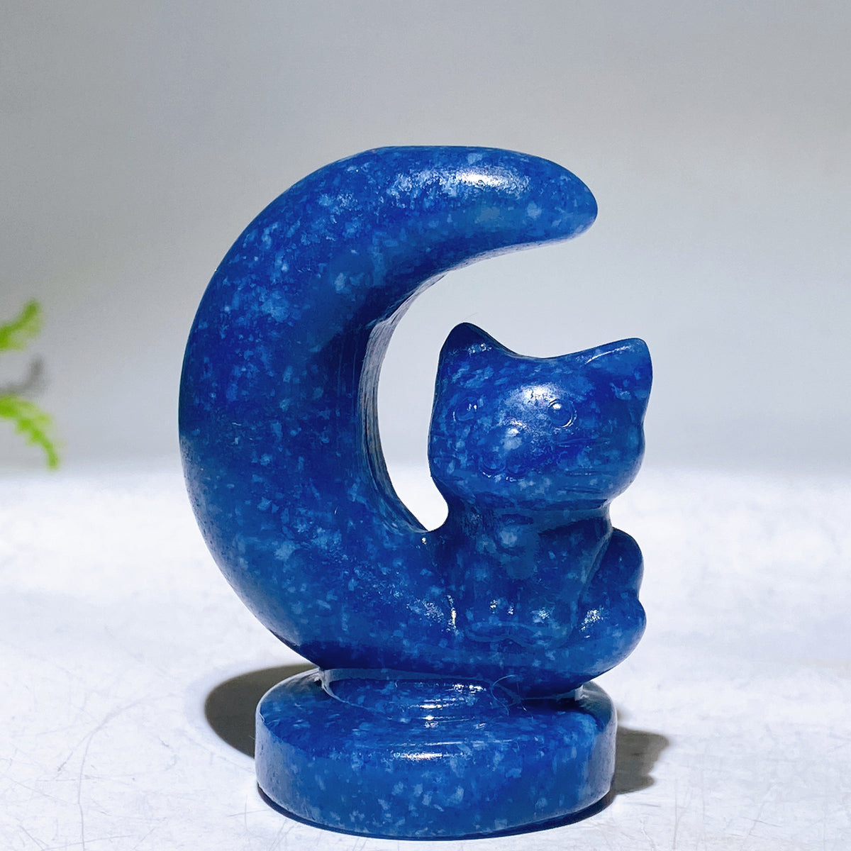 2.3" Natural Crystal Cat on Moon Carving Wholesale New Arrival