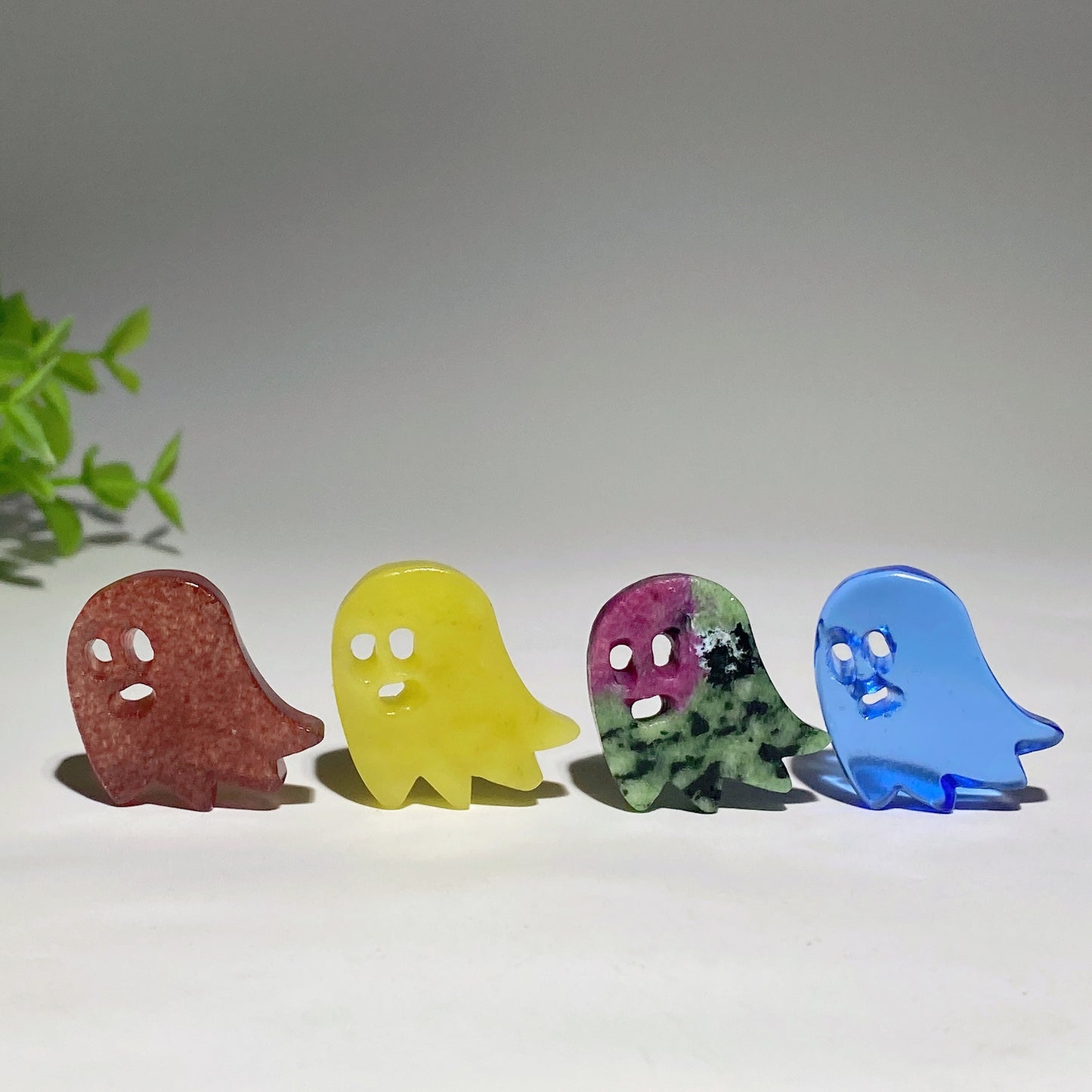 1.1" Mixed Crystal Mini Ghost Slab Carvings for Halloween Bulk Wholesale