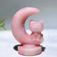 2.3" Natural Crystal Cat on Moon Carving Wholesale New Arrival
