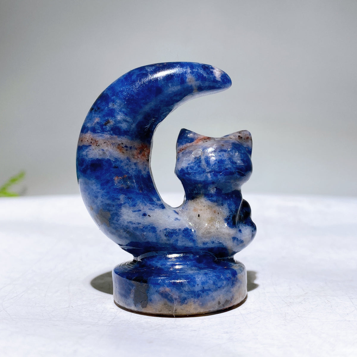 2.3" Natural Crystal Cat on Moon Carving Wholesale New Arrival