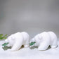 4.0" White Jade Bear Biting Green Aventurine Fish Carving Wholesale New Arrival