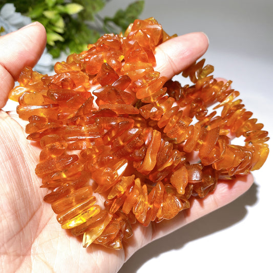 14-16mm Amber Chips Bracelet Crystal Healing Bulk Wholesale