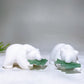 4.0" White Jade Bear Biting Green Aventurine Fish Carving Wholesale New Arrival