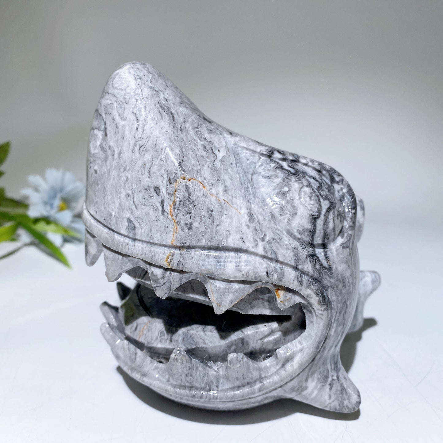 5.2" Jade Picasso Stone Shark Head Carvings Bulk Wholesale