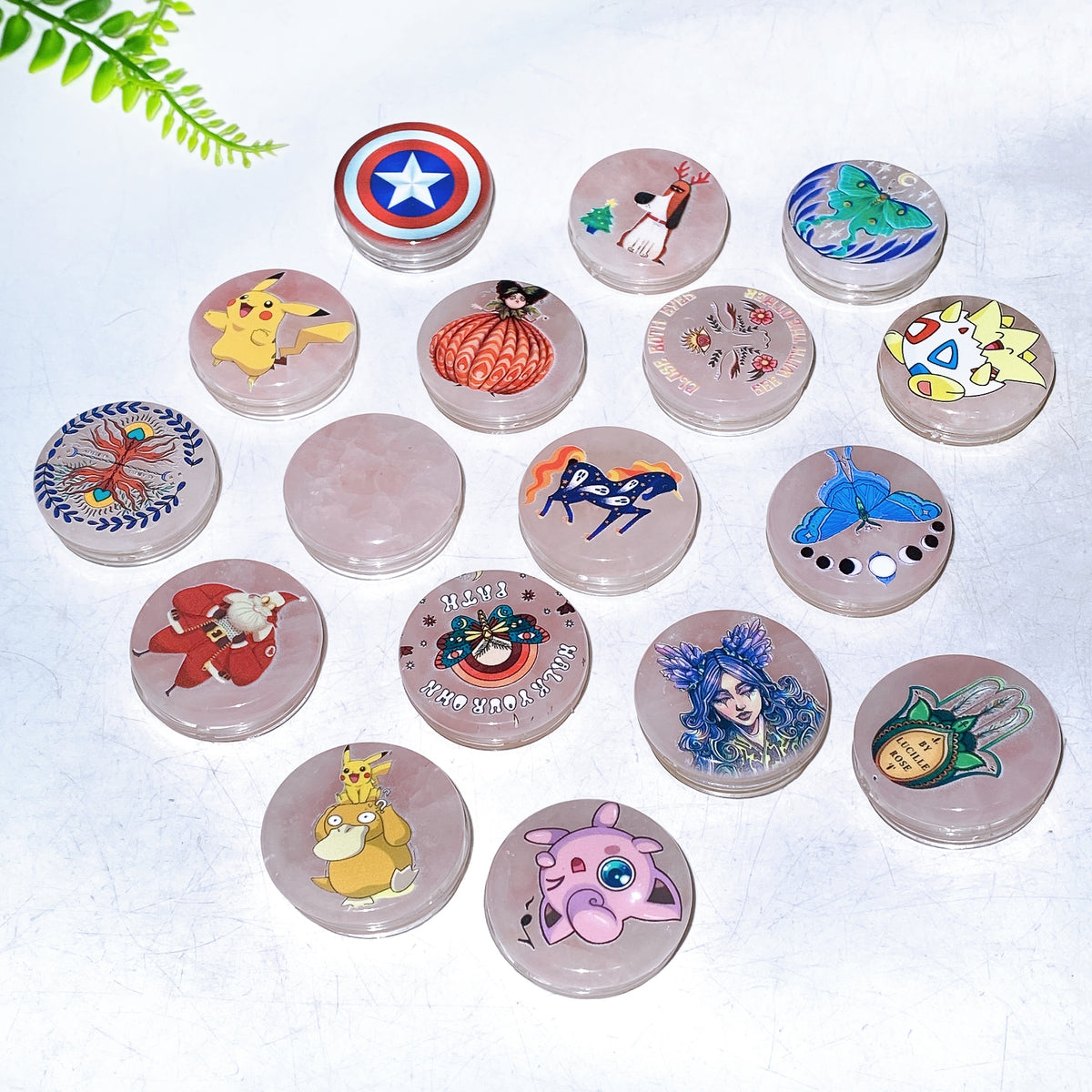 4cm Rose Quartz Phone Holder with Various Pattern Decor 5pcs Wholesale