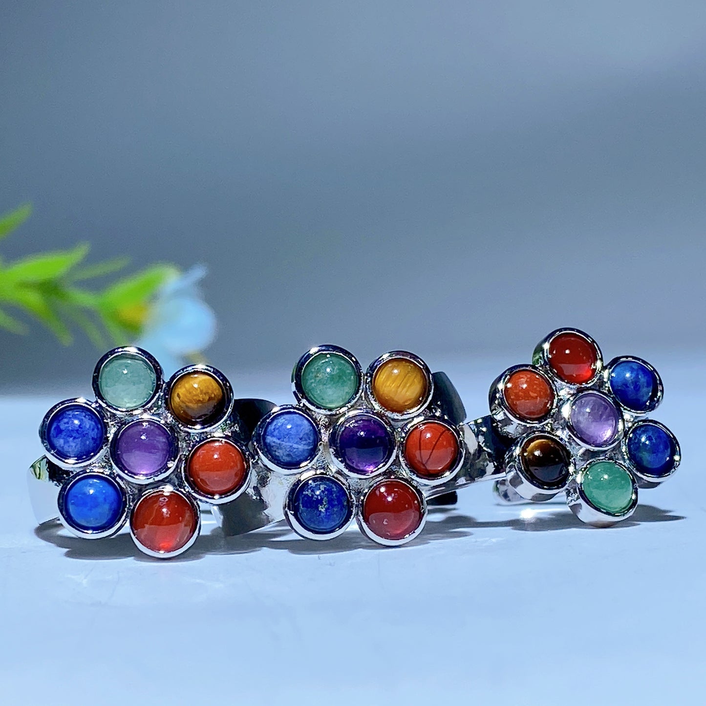 Adjustable Chakra Crystal Flower Ring Bulk Wholesale