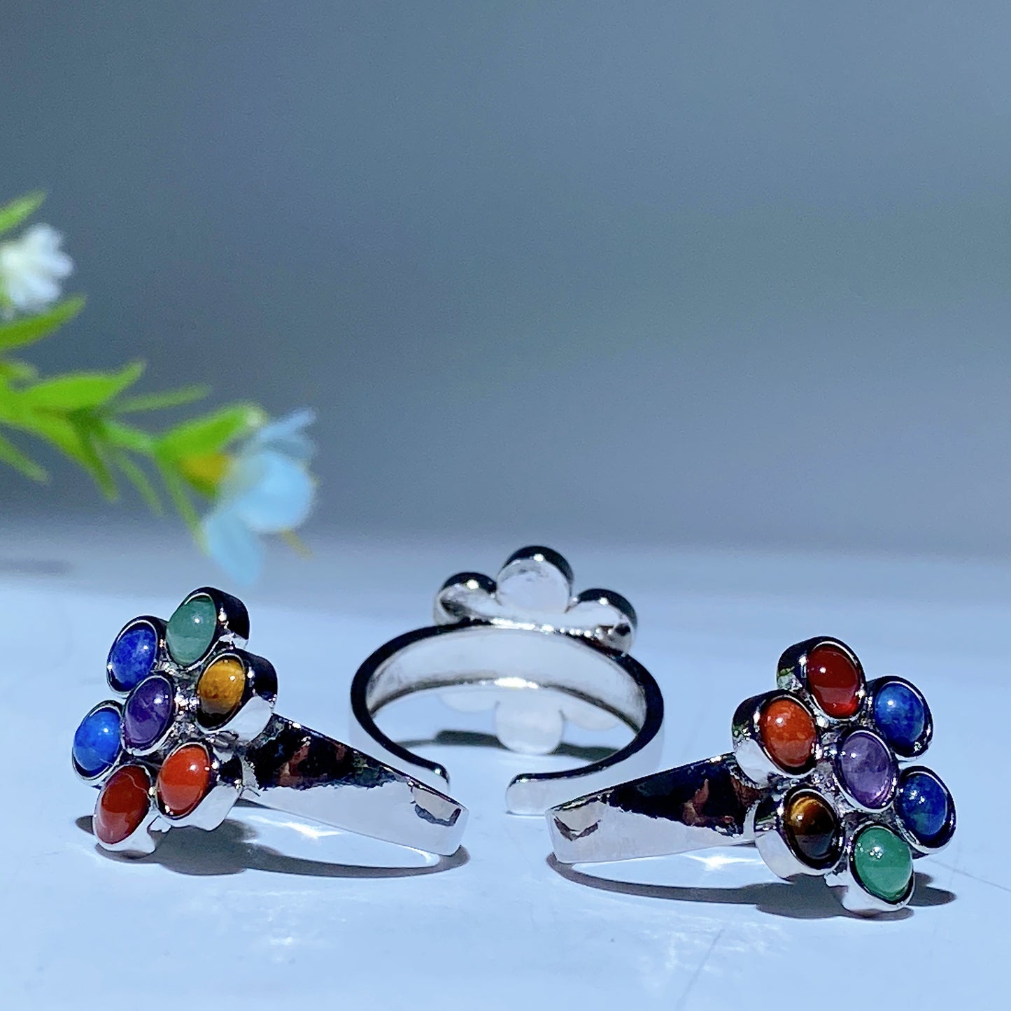 Adjustable Chakra Crystal Flower Ring Bulk Wholesale