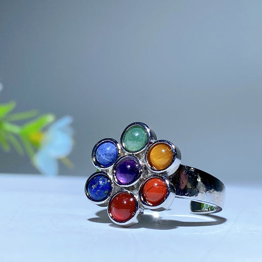 Adjustable Chakra Crystal Flower Ring Bulk Wholesale