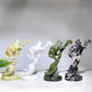 13cm Yellow Jade Serpentine Cat on Broom Carving for Halloween Wholesale New Arrival