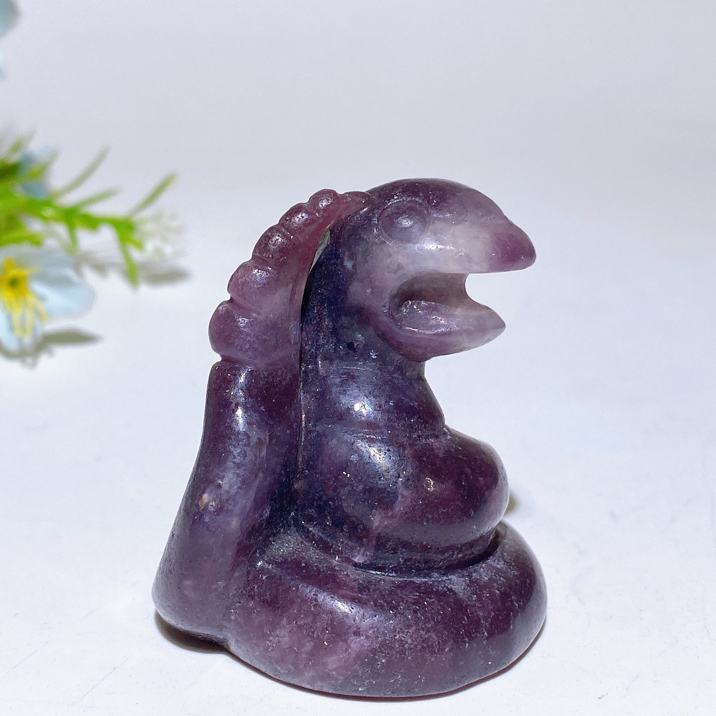 1.9“ Purple Mica Snake Carving Crystal Healing Bulk Wholesale