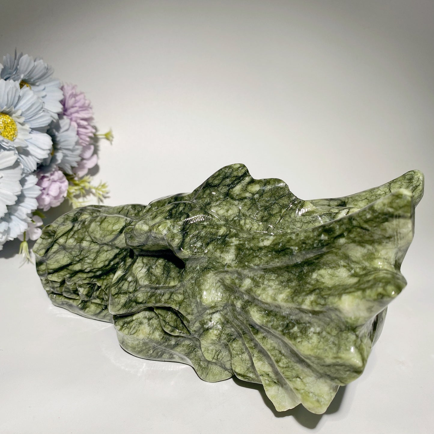 8.5" Large Serpentine Jade Dragon Head Carvings Crystal Healing Bulk Wholesale