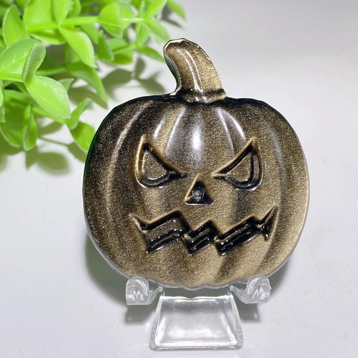 2.0" Golden Obsidian Pumpkin Carvings for Halloween Bulk Wholesale