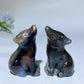 2.0" UV Reactive Volcanic Agate Wolf Carvings Bulk Wholesale