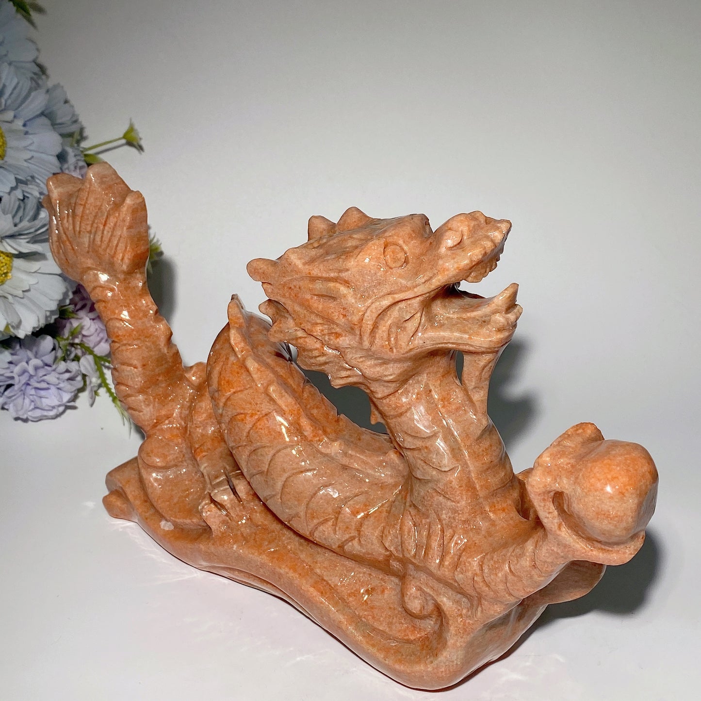 11" Large Sunstone Dragon Carvings Crystal Healing Bulk Wholesale