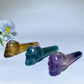 3.9" Yellow Green Purple Fluorite Smoking Pipe with Skull Carving Crystal Healing Bulk Wholesale