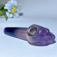 3.9" Yellow Green Purple Fluorite Smoking Pipe with Skull Carving Crystal Healing Bulk Wholesale