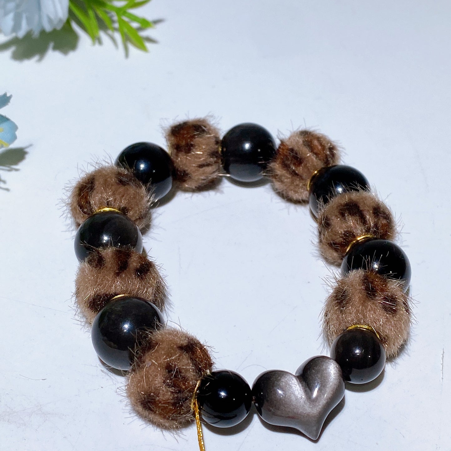 Crystal Bracelet with Fluffball Decor Crystal Healing Bulk Wholesale